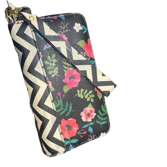 Blue and Red Floral Chevron Wallet - Picture 2 of 6